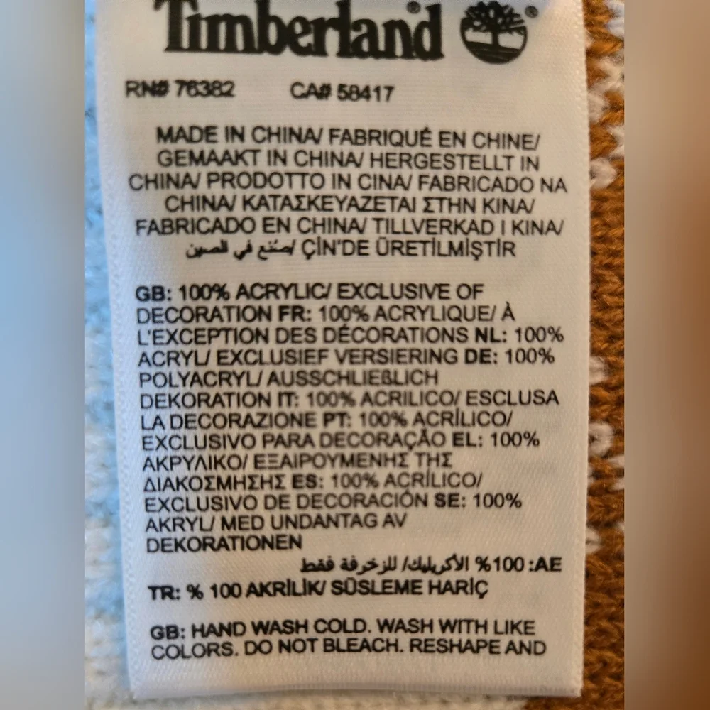 Timberland Gold And Cream Acrylic Plaid Scarf - New With‎ Tags - Cozy Knit